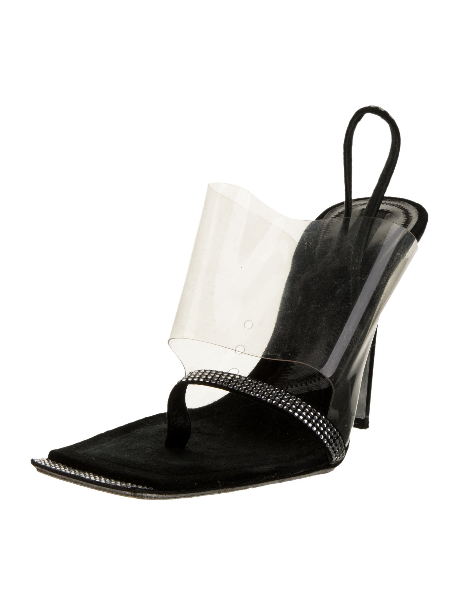 Alexander Wang Leather Crystal Embellishments Slingback Sandals