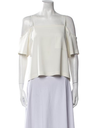 Alexander Wang Square Neckline Short Sleeve Crop Top