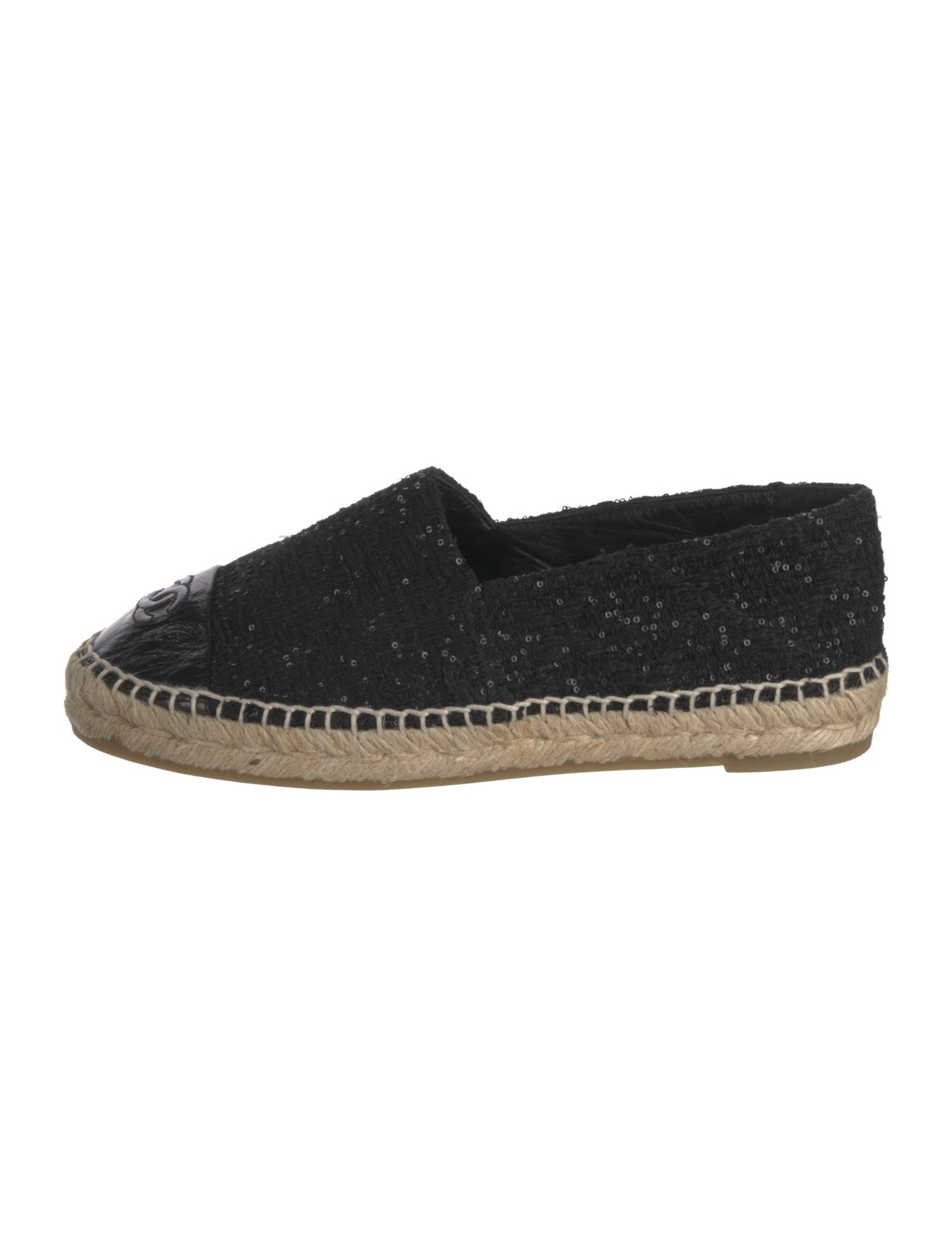 Chanel Interlocking CC Logo Tweed Espadrilles
