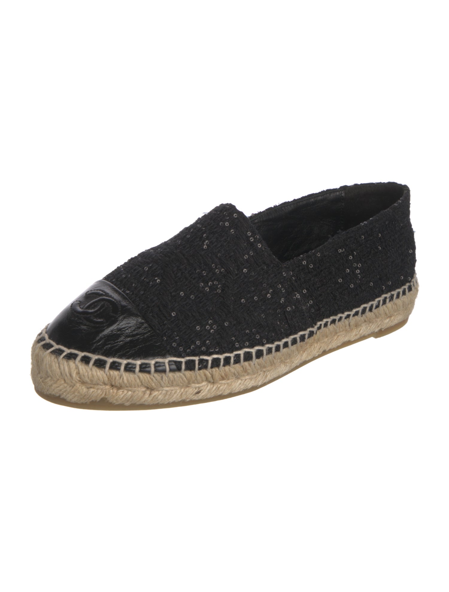 Chanel Interlocking CC Logo Tweed Espadrilles