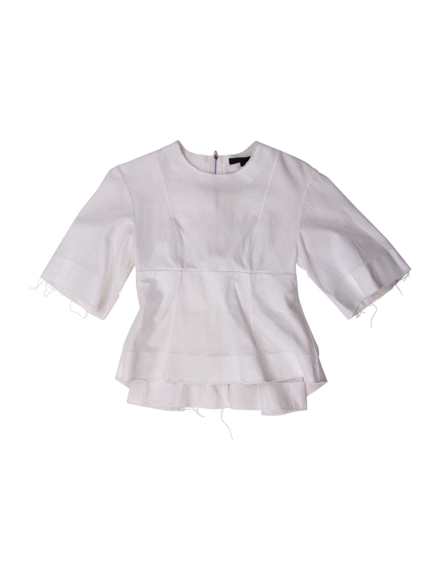 Alexander Wang Scoop Neck Three-Quarter Sleeve Crop Top