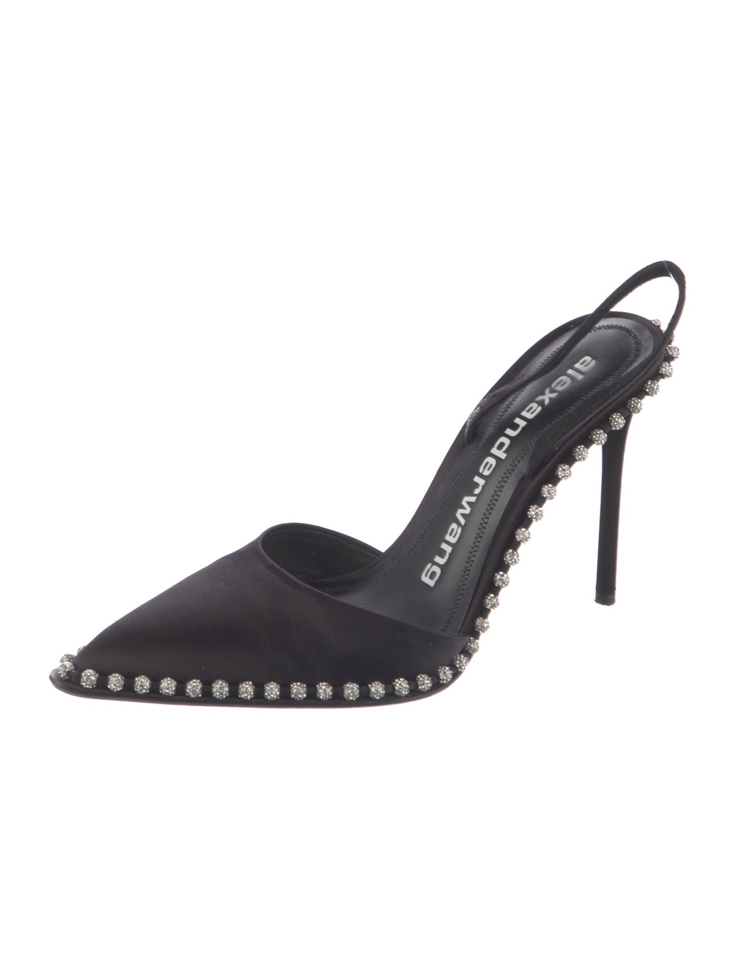 Alexander Wang Satin Crystal Embellishments Slingback Pumps
