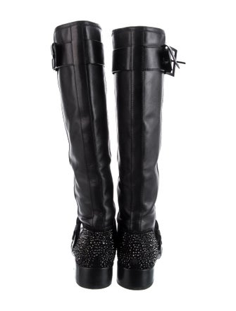 Alexander Wang Leather Studded Accents Riding Boots