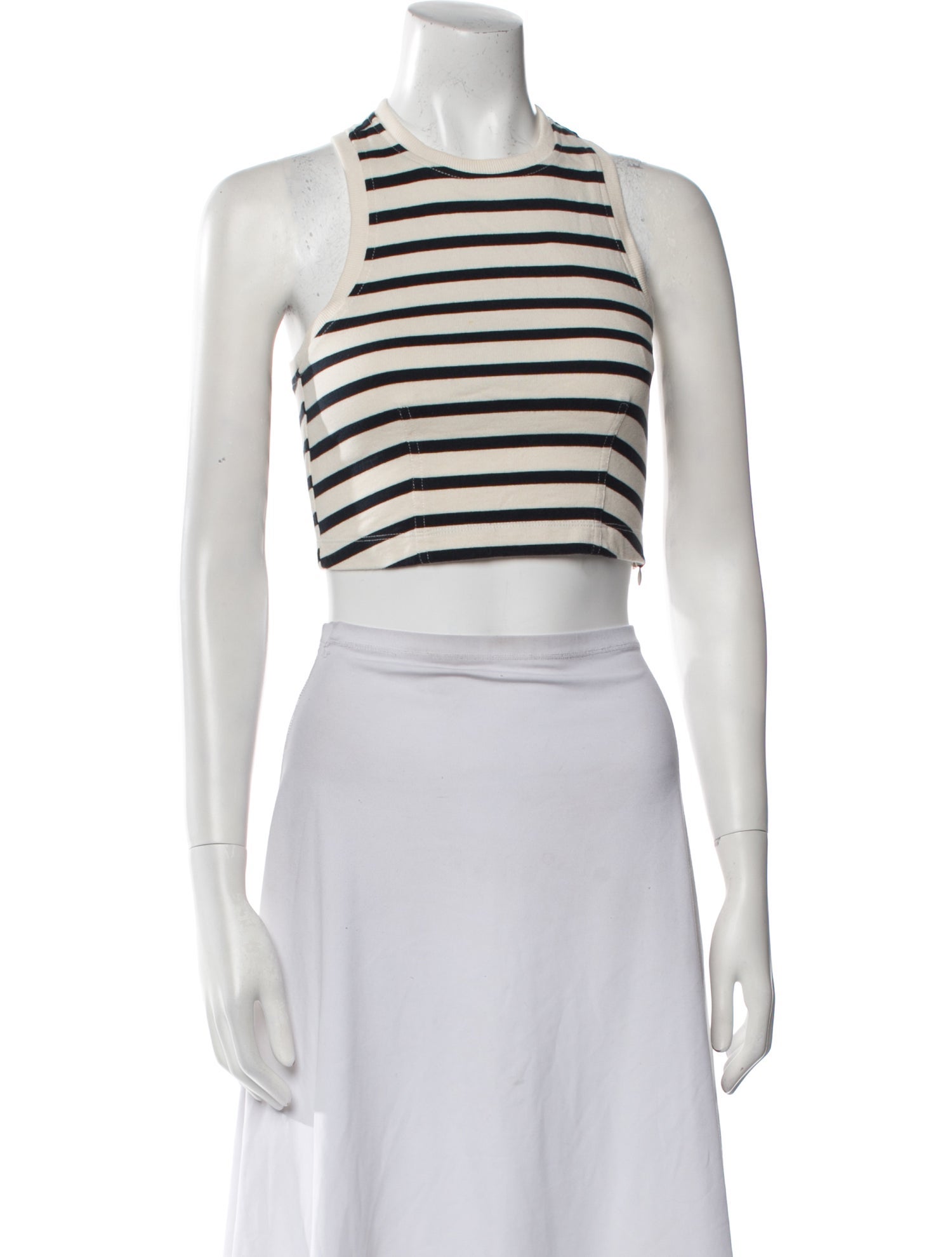 Alexander Wang Striped Crew Neck Crop Top