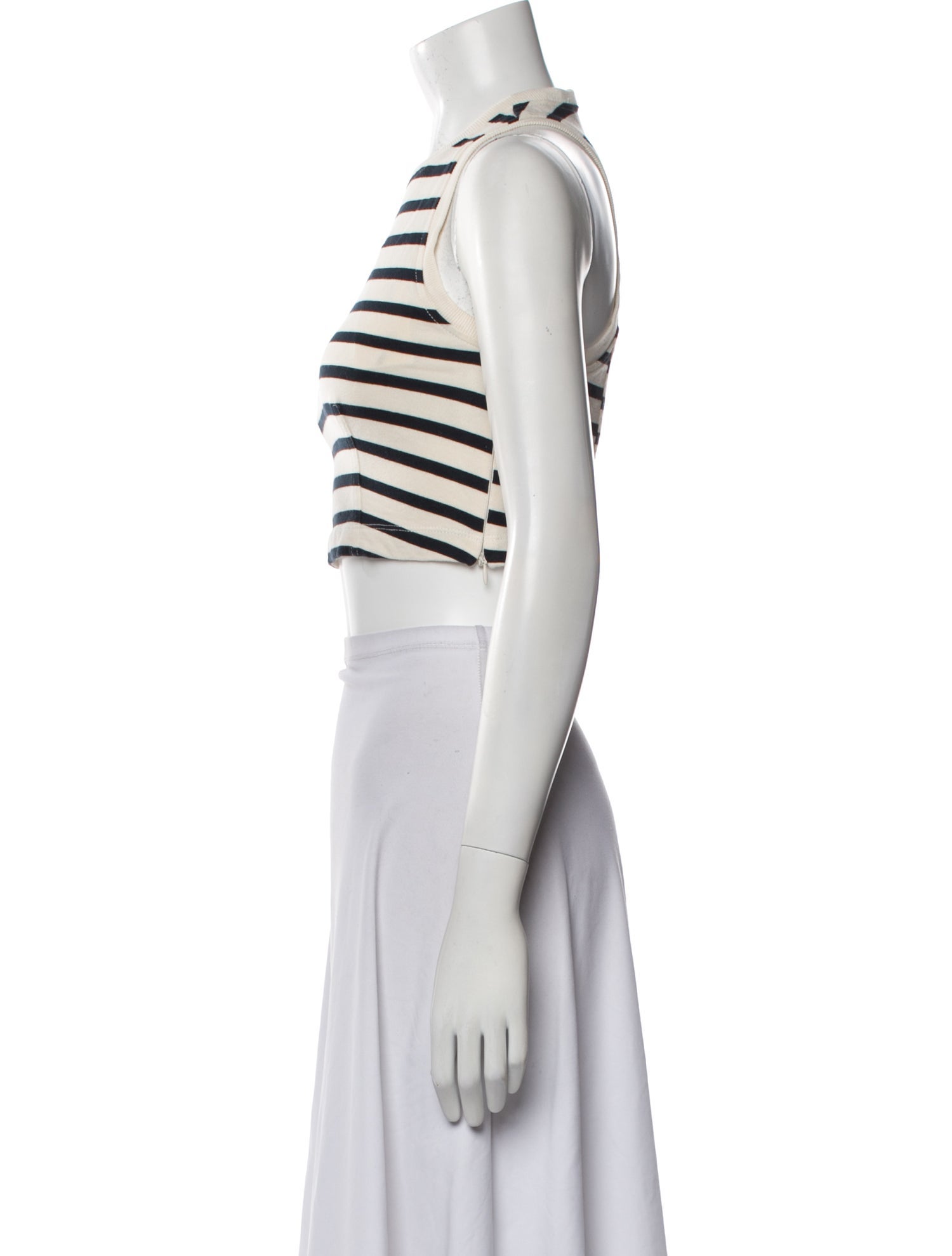 Alexander Wang Striped Crew Neck Crop Top