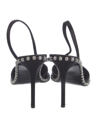 Alexander Wang Suede Crystal Embellishments Slingback Sandals