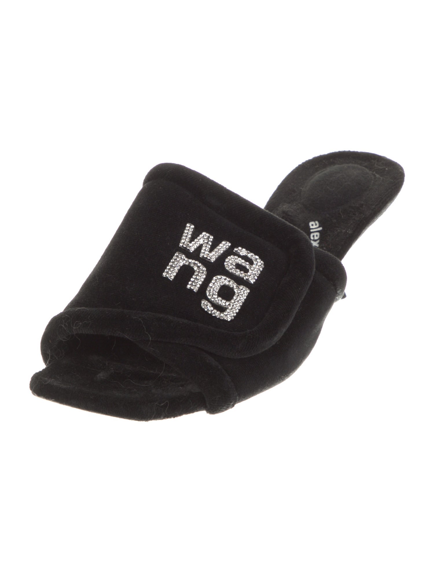 Alexander Wang Velvet Crystal Embellishments Slides
