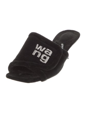 Alexander Wang Velvet Crystal Embellishments Slides