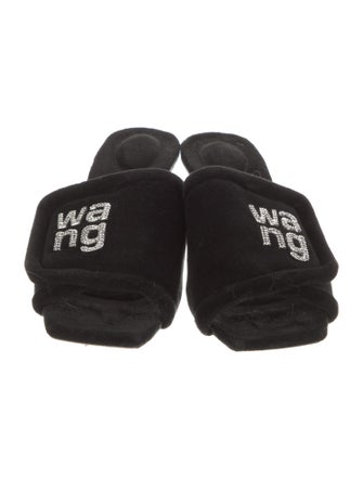 Alexander Wang Velvet Crystal Embellishments Slides