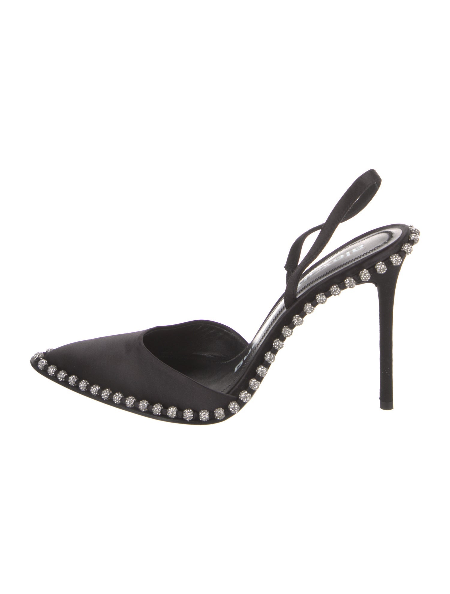 Alexander Wang Satin Crystal Embellishments Slingback Pumps