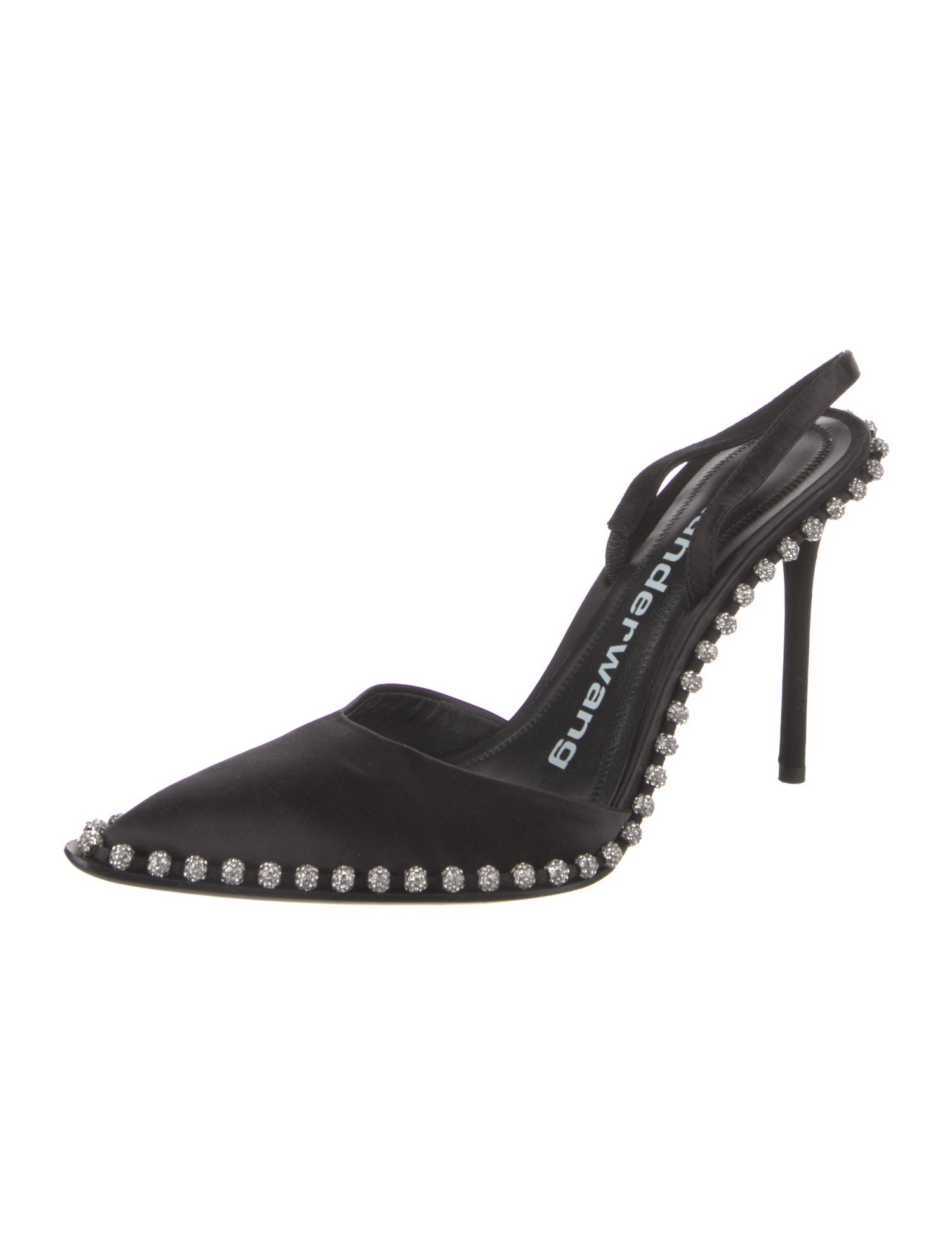 Alexander Wang Satin Crystal Embellishments Slingback Pumps