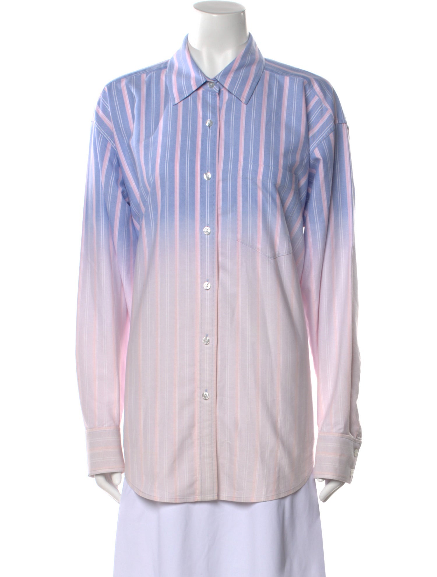Alexander Wang Striped Long Sleeve Button-Up Top