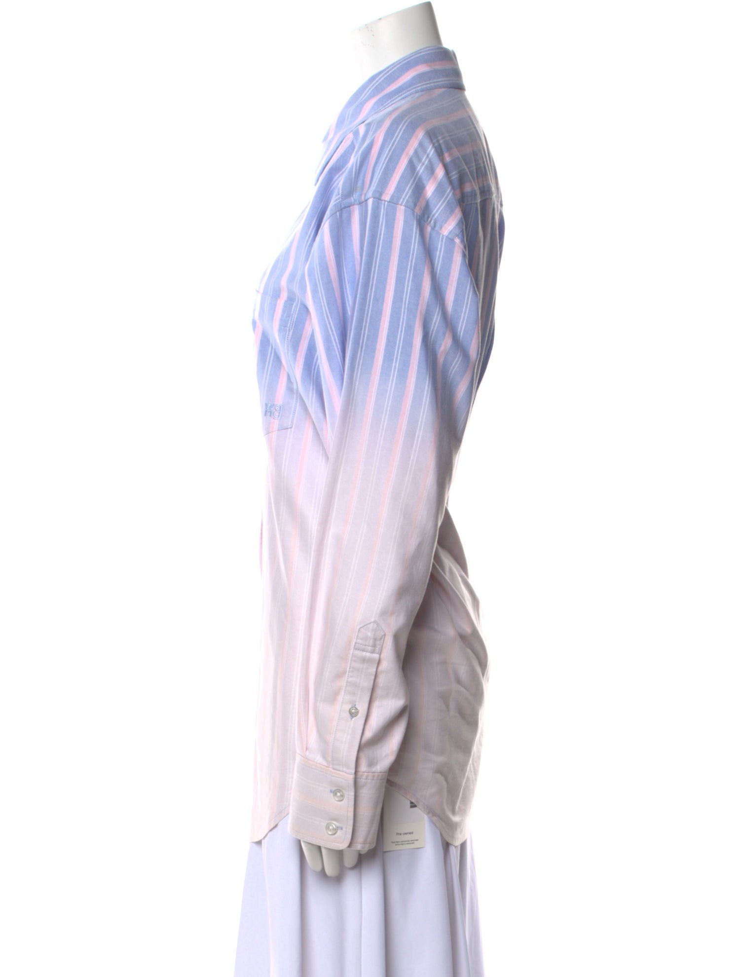 Alexander Wang Striped Long Sleeve Button-Up Top