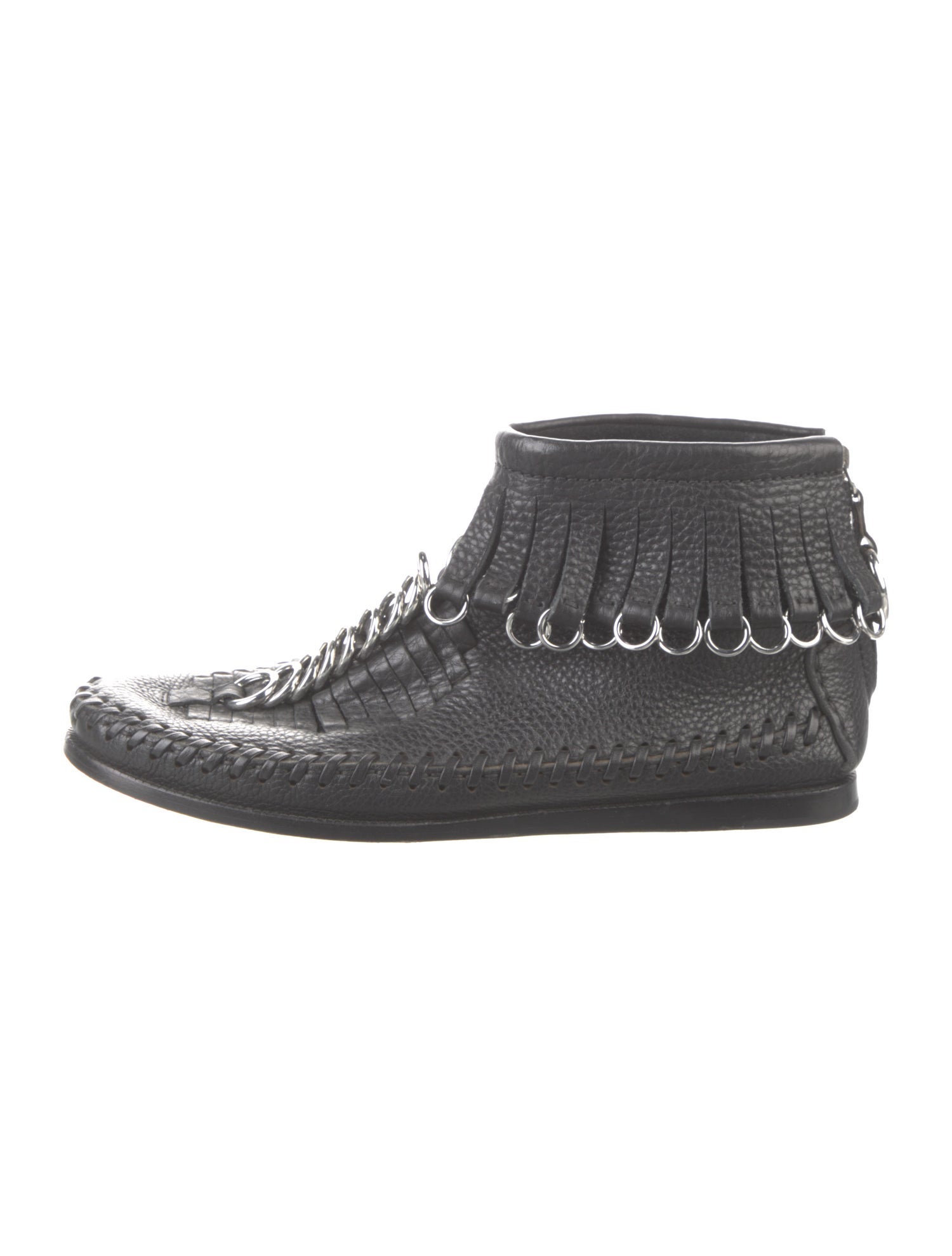 Alexander Wang Leather Fringe Trim Accent Lace-Up Boots