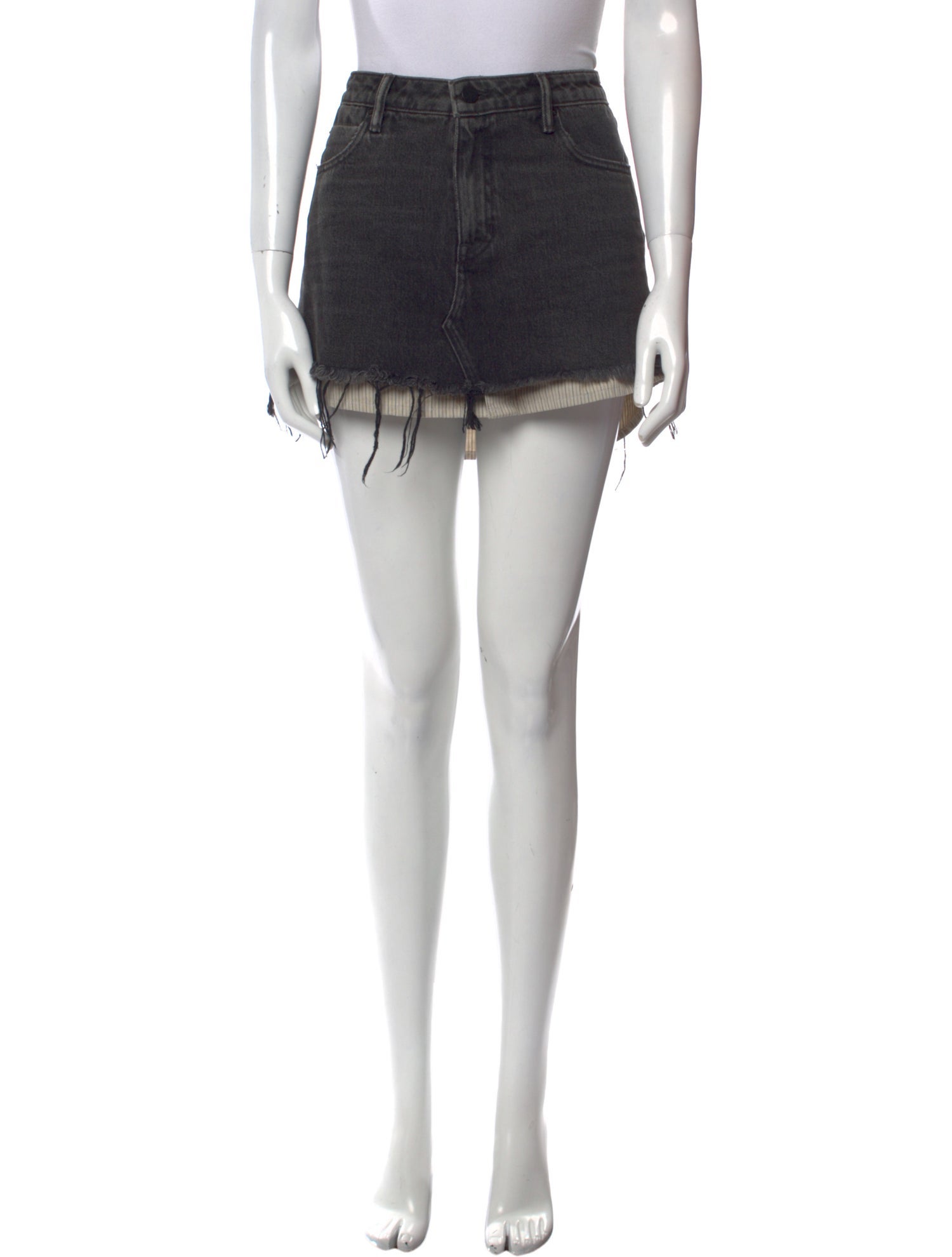 Denim x Alexander Wang Raw-Edge Trim Mini Skirt