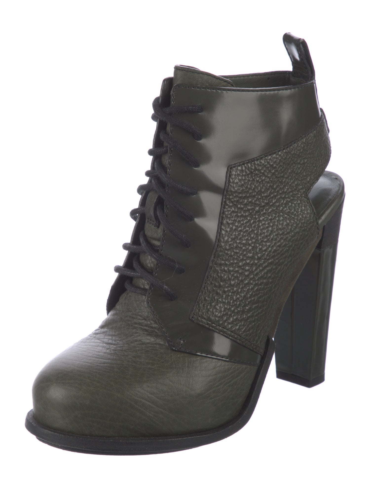 Alexander Wang Leather Cutout Accent Lace-Up Boots