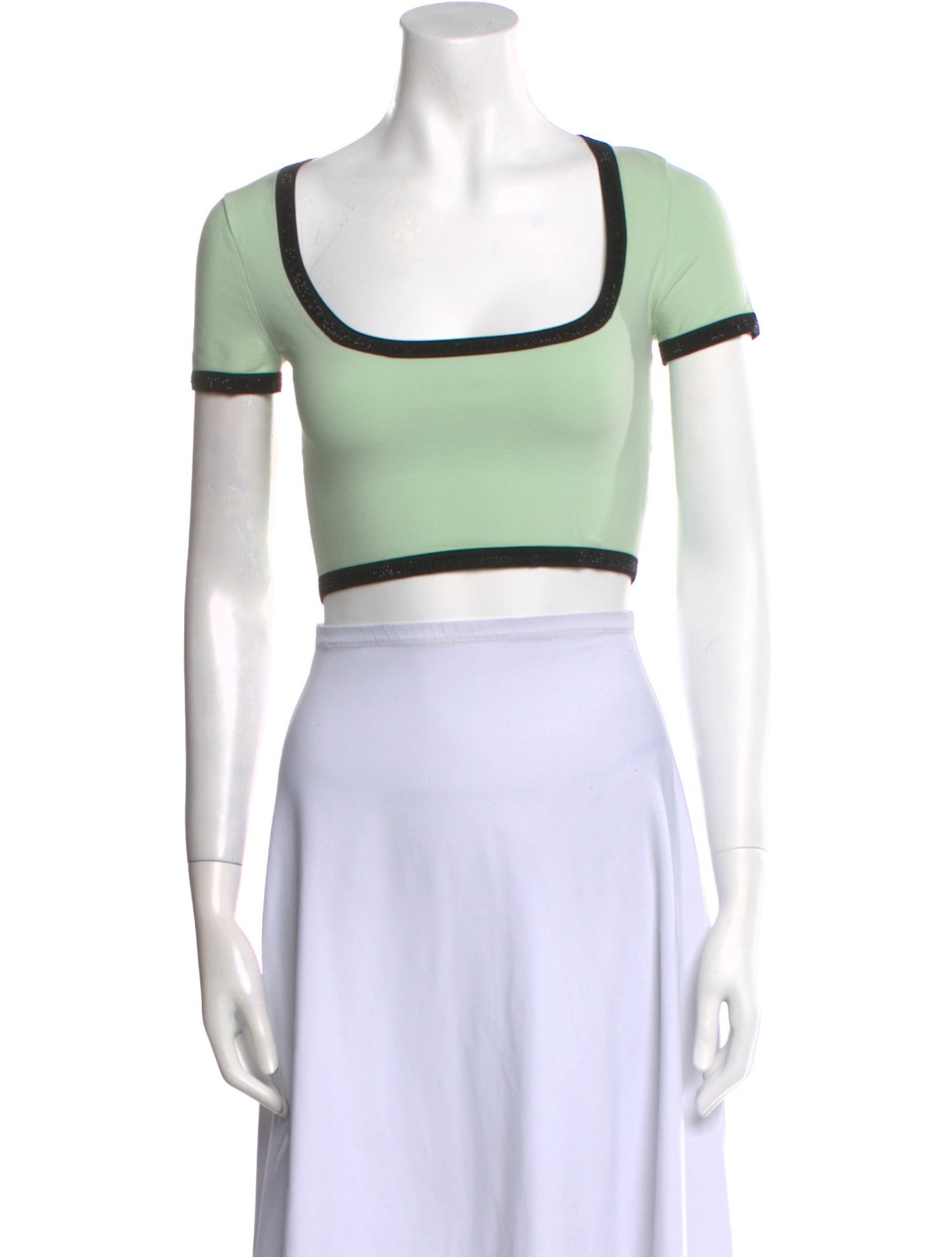 Alexander Wang Square Neckline Short Sleeve Crop Top