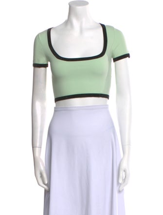 Alexander Wang Square Neckline Short Sleeve Crop Top