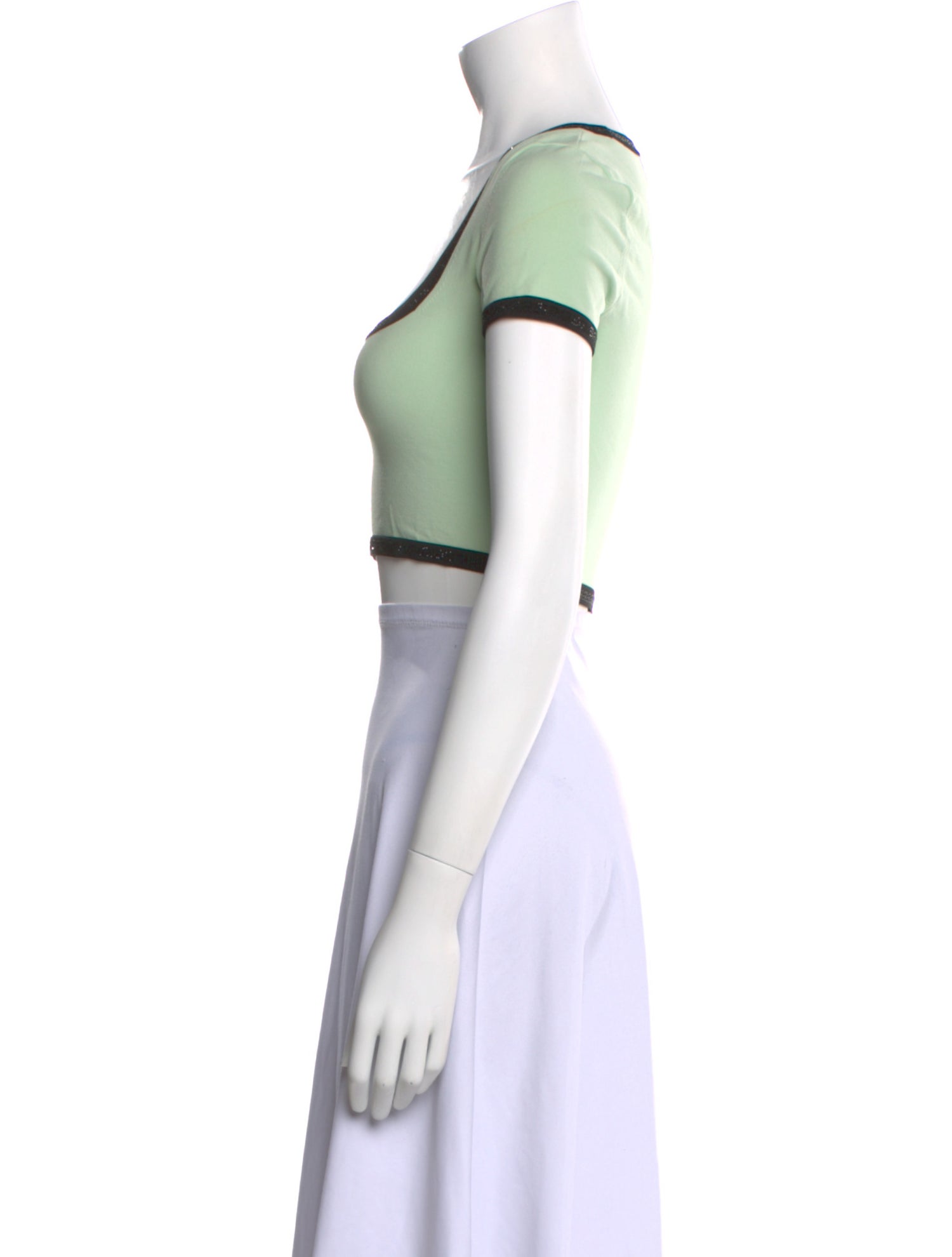 Alexander Wang Square Neckline Short Sleeve Crop Top