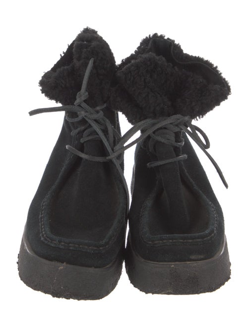 Alexander Wang Suede Fur Trim Lace-Up Boots