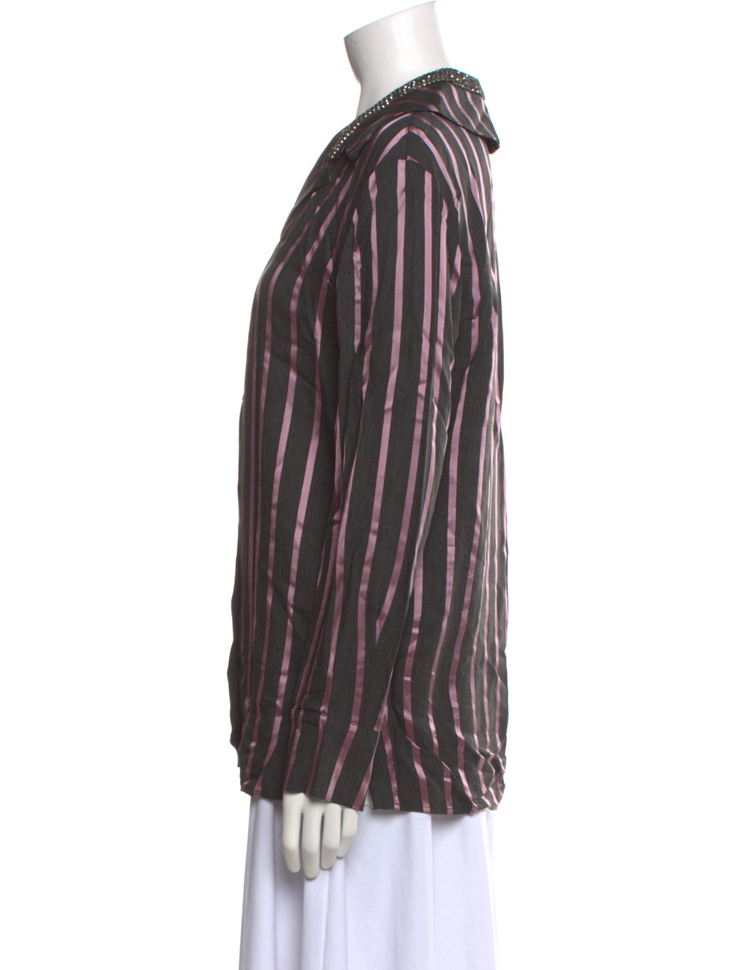 Alexander Wang Striped Long Sleeve Button-Up Top w/ Tags