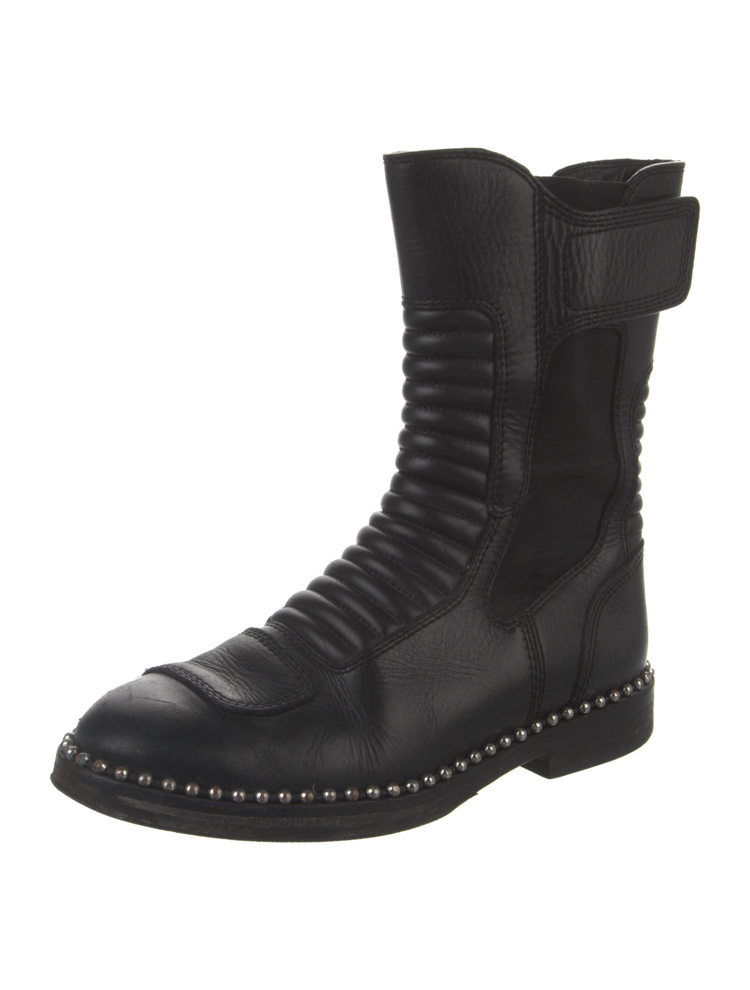 Alexander Wang Leather Studded Accents Combat Boots