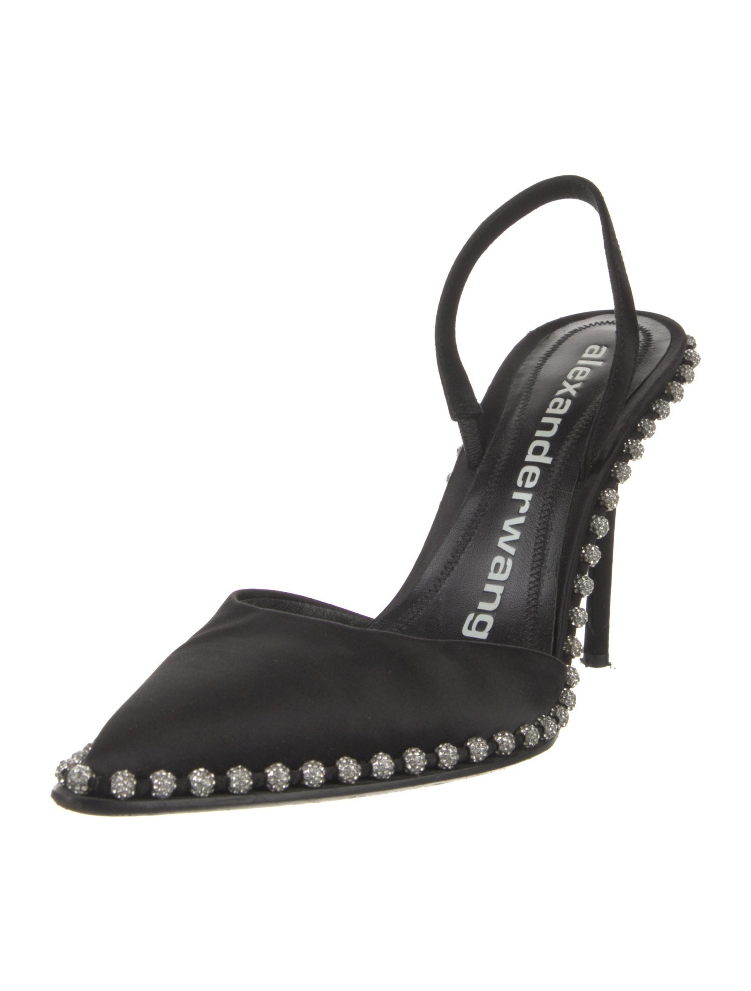 Alexander Wang Satin Crystal Embellishments Slingback Pumps