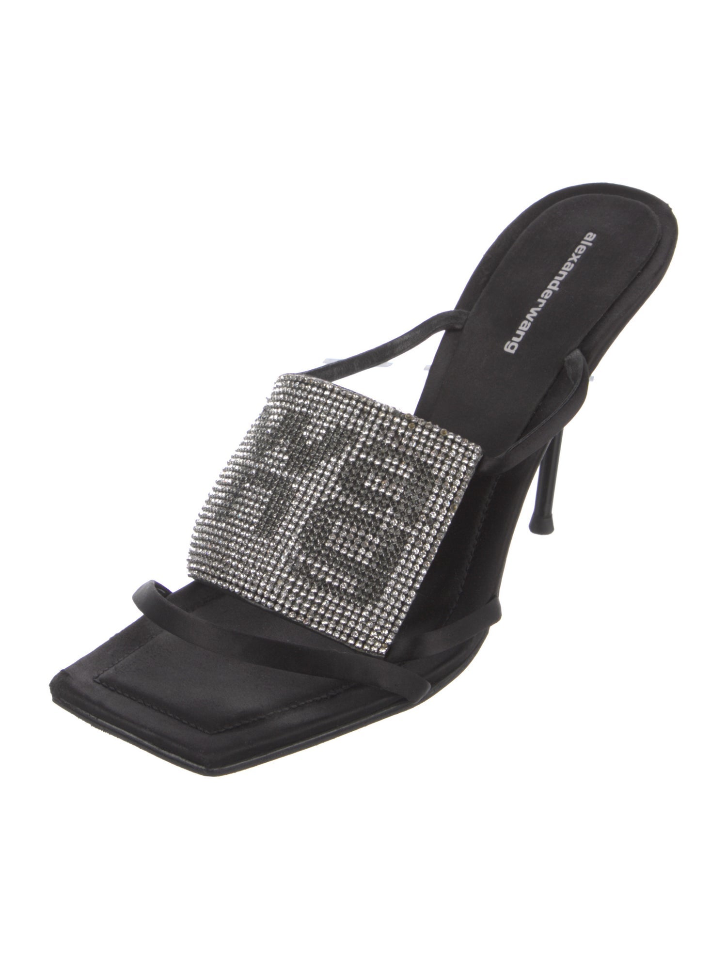 Alexander Wang Satin Crystal Embellishments Slides