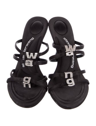 Alexander Wang Satin Crystal Embellishments Slides