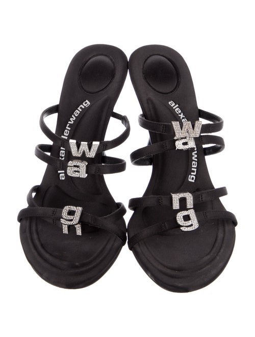 Alexander Wang Satin Crystal Embellishments Slides