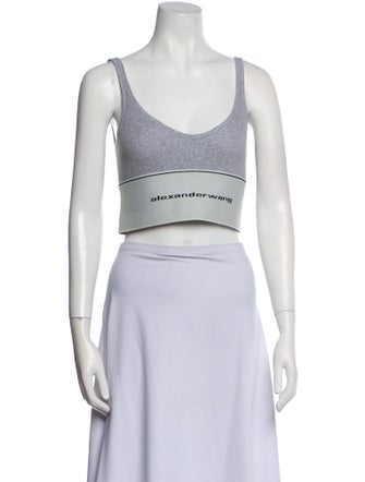 Alexander Wang Graphic Print Scoop Neck Crop Top