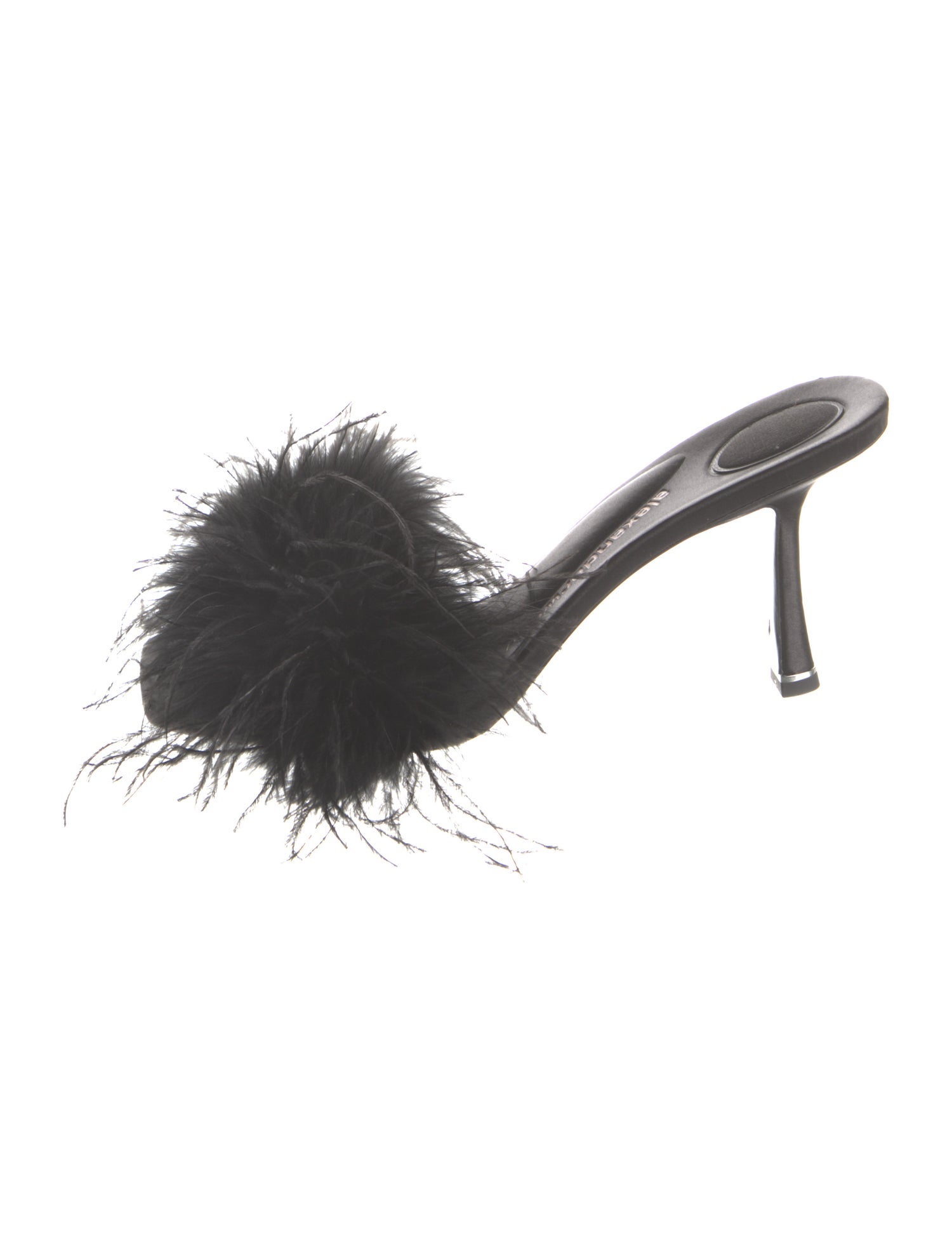Alexander Wang Satin Feather Trim Slides