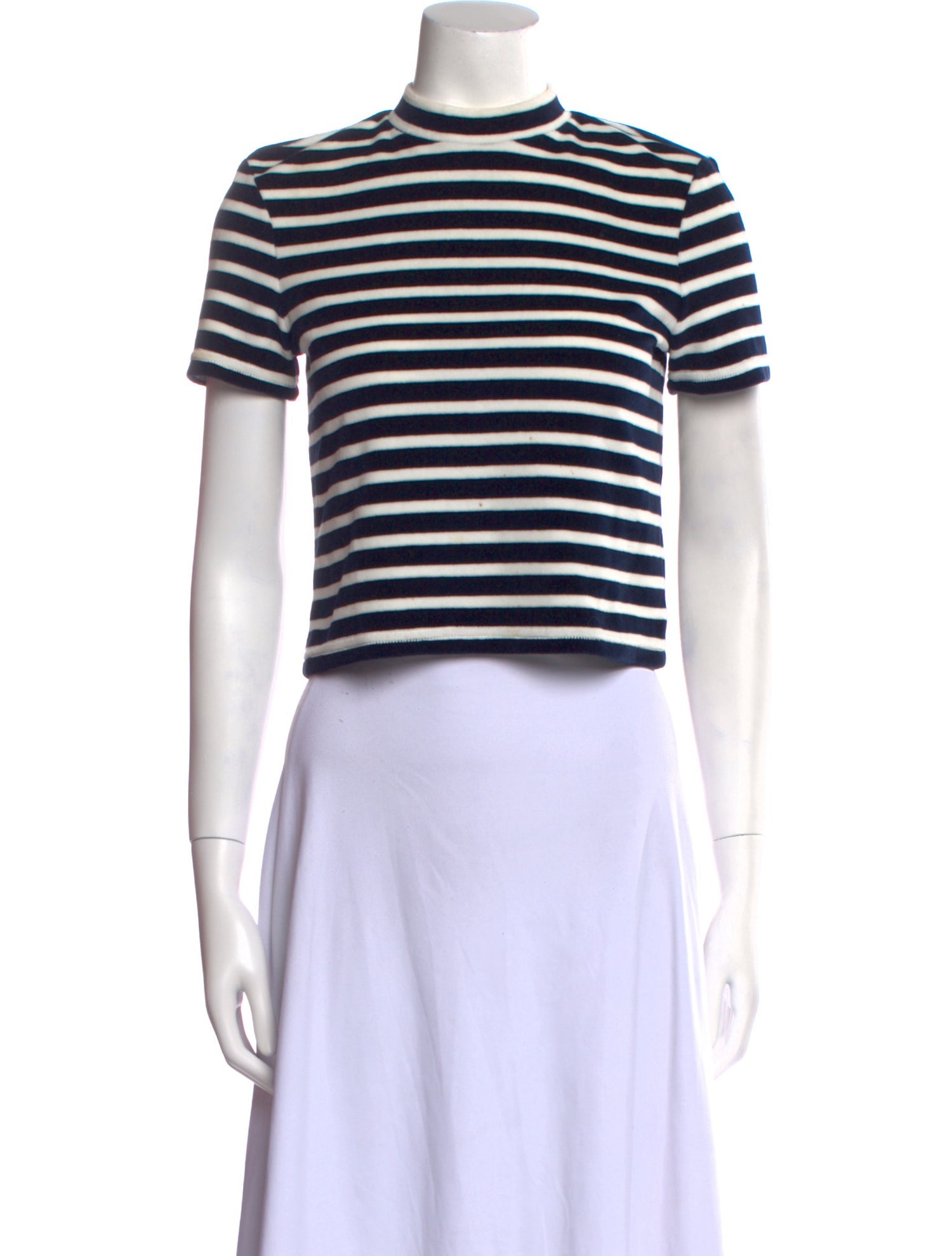 Alexander Wang Striped Mock Neck Crop Top