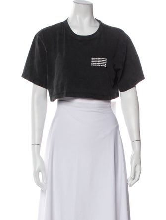 Alexander Wang Graphic Print Crew Neck Crop Top
