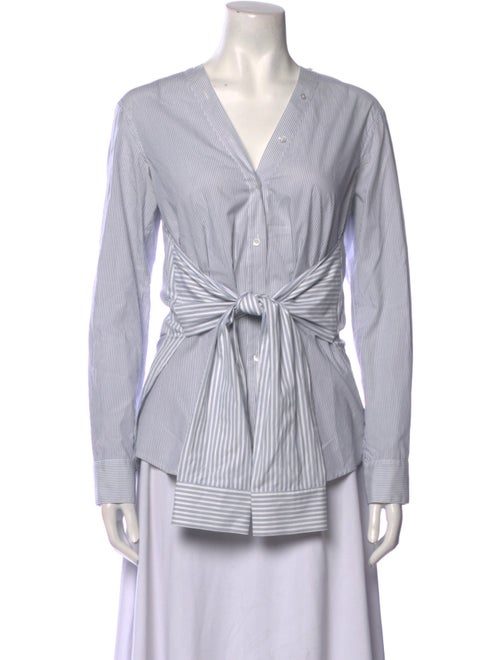 Alexander Wang Striped V-Neck Button-Up Top
