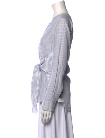 Alexander Wang Striped V-Neck Button-Up Top