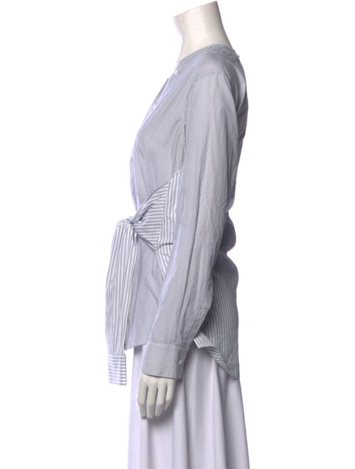 Alexander Wang Striped V-Neck Button-Up Top