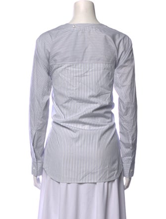 Alexander Wang Striped V-Neck Button-Up Top