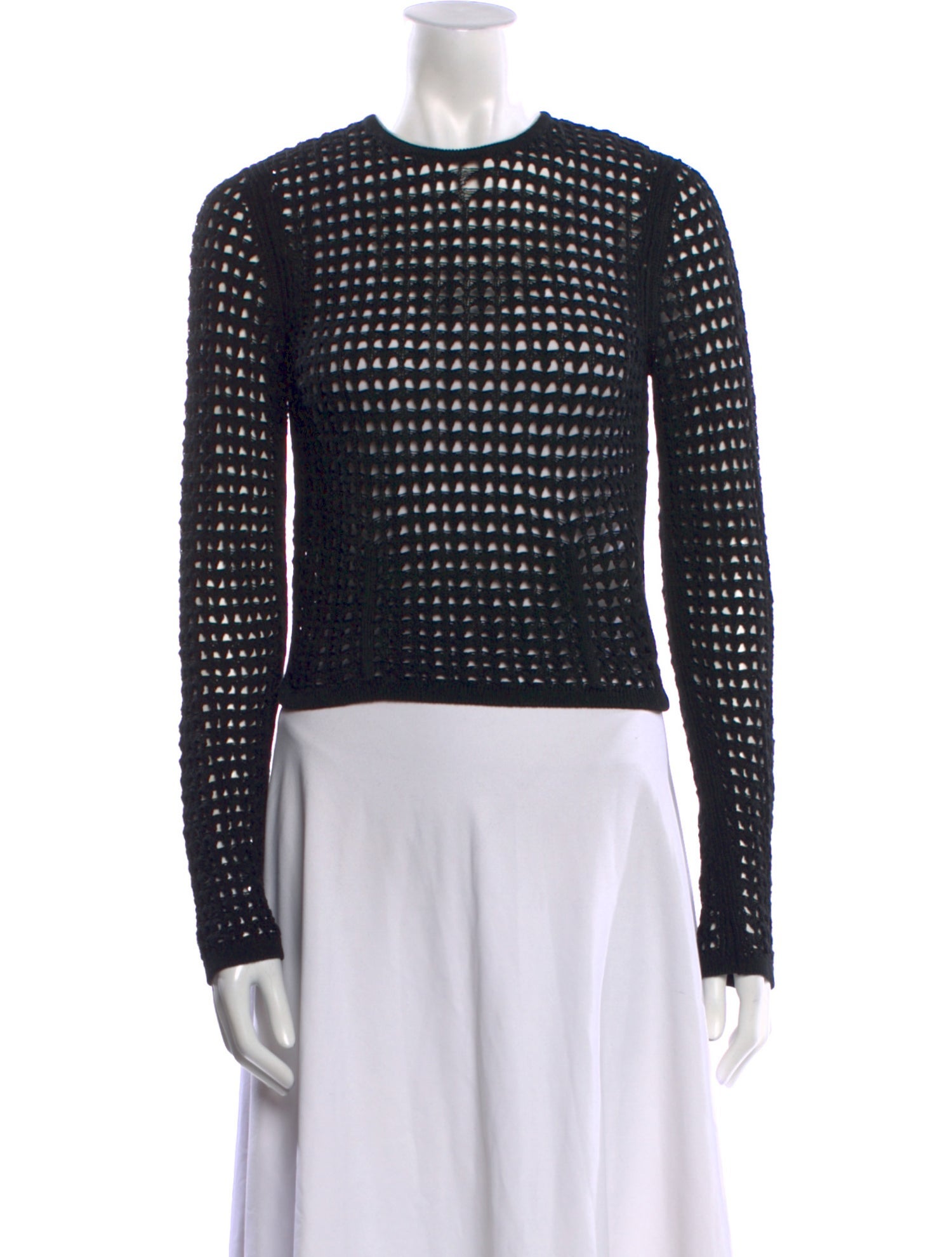 Alexander Wang Crew Neck Long Sleeve Crop Top