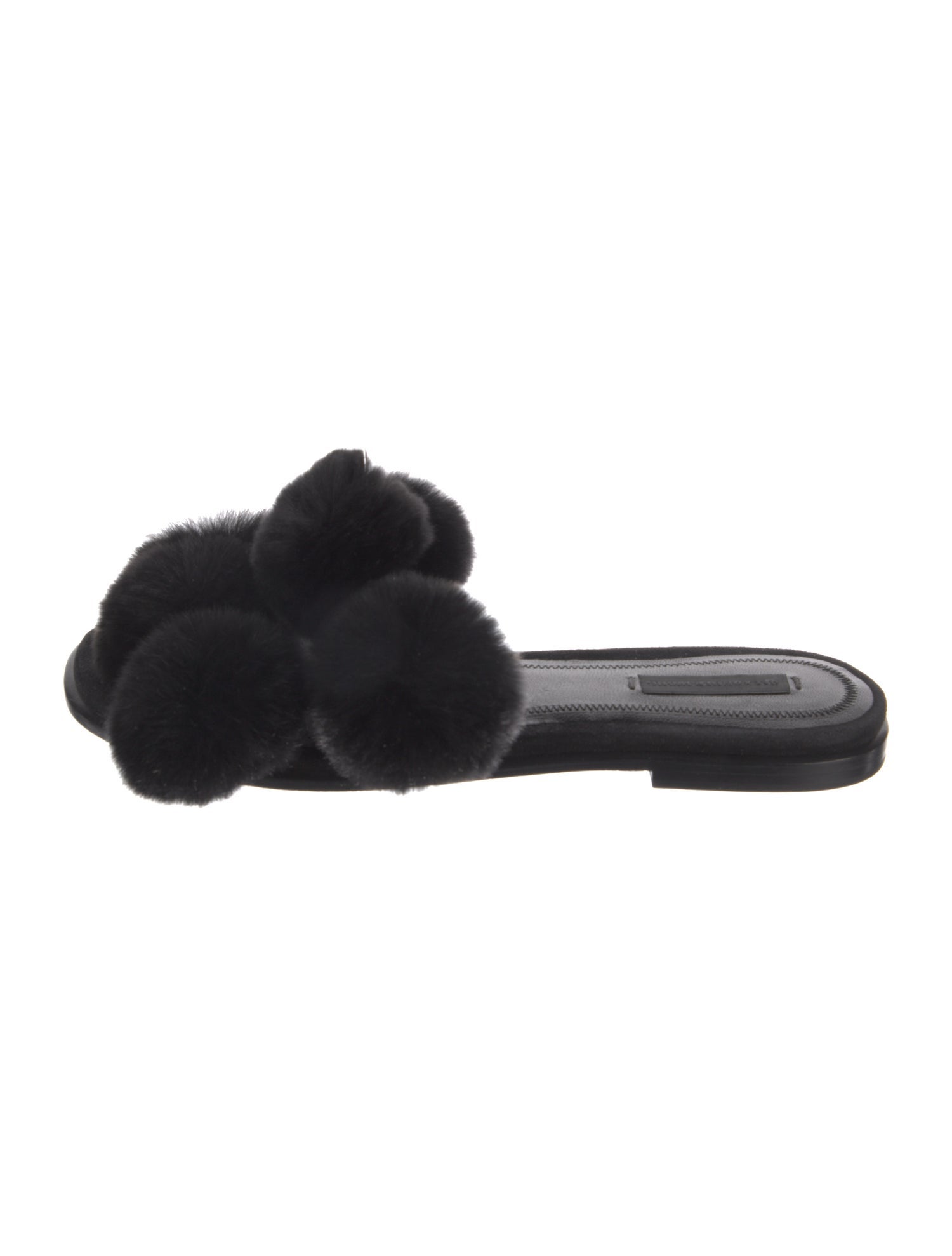 Alexander Wang Fur Pom-Pom Embellishments Slides