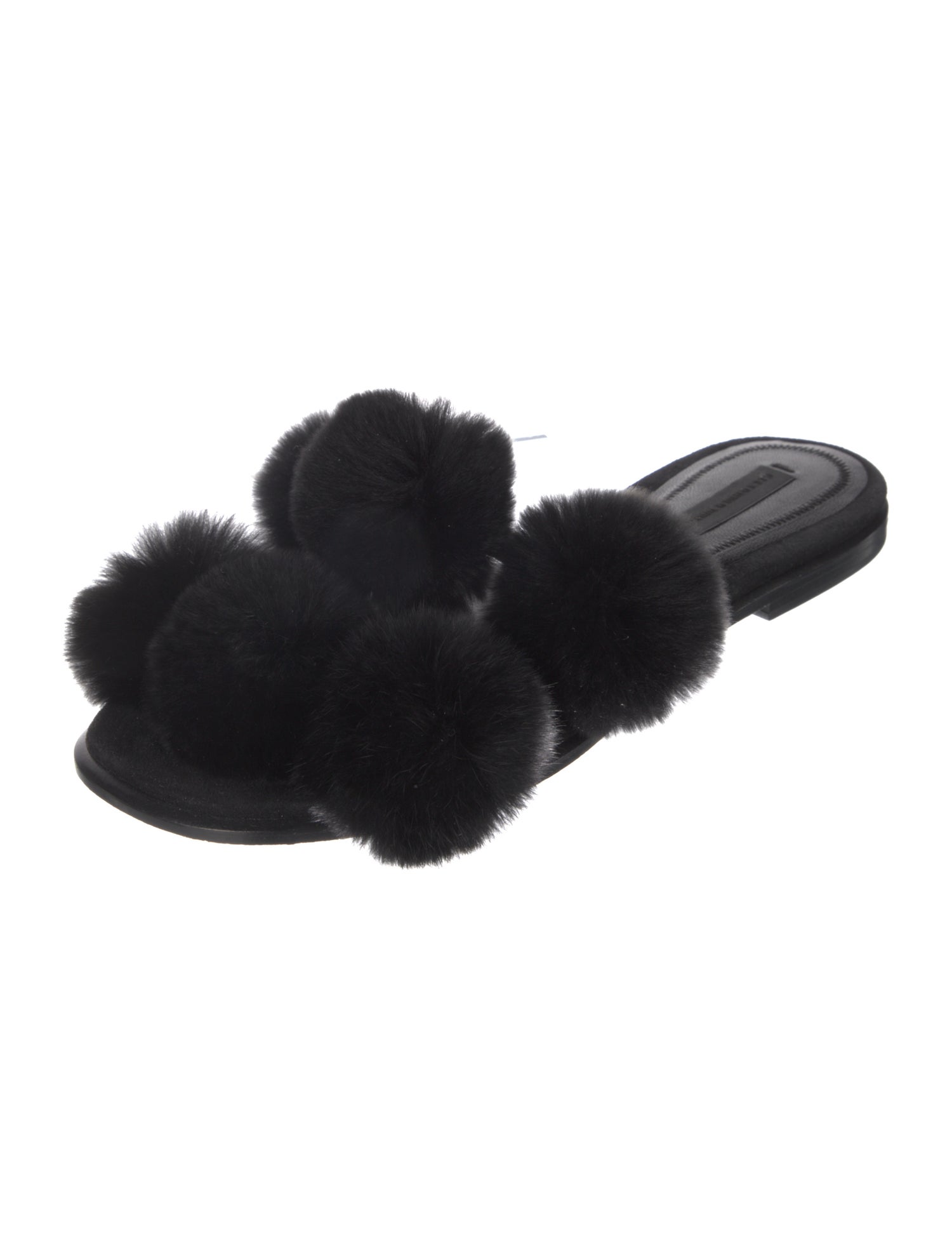 Alexander Wang Fur Pom-Pom Embellishments Slides