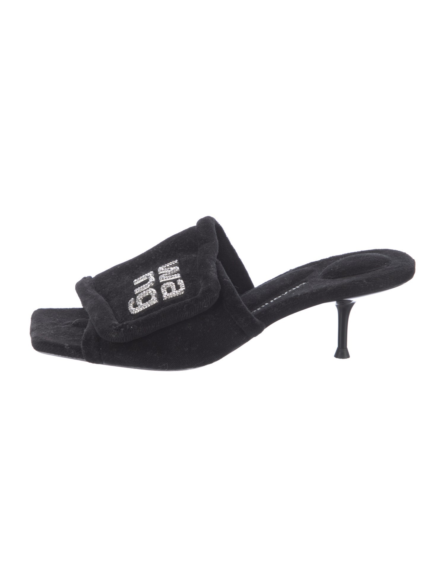 Alexander Wang Velvet Crystal Embellishments Slides