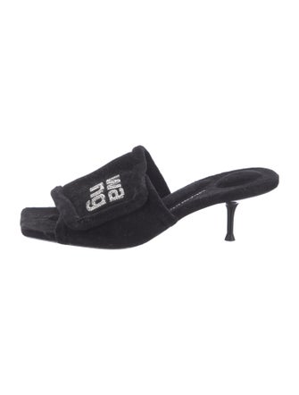 Alexander Wang Velvet Crystal Embellishments Slides