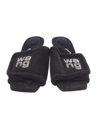 Alexander Wang Velvet Crystal Embellishments Slides