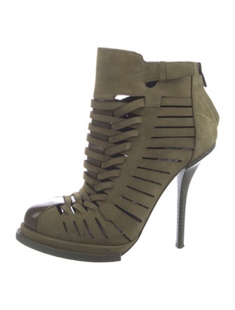 Alexander Wang Suede Animal Print Lace-Up Boots