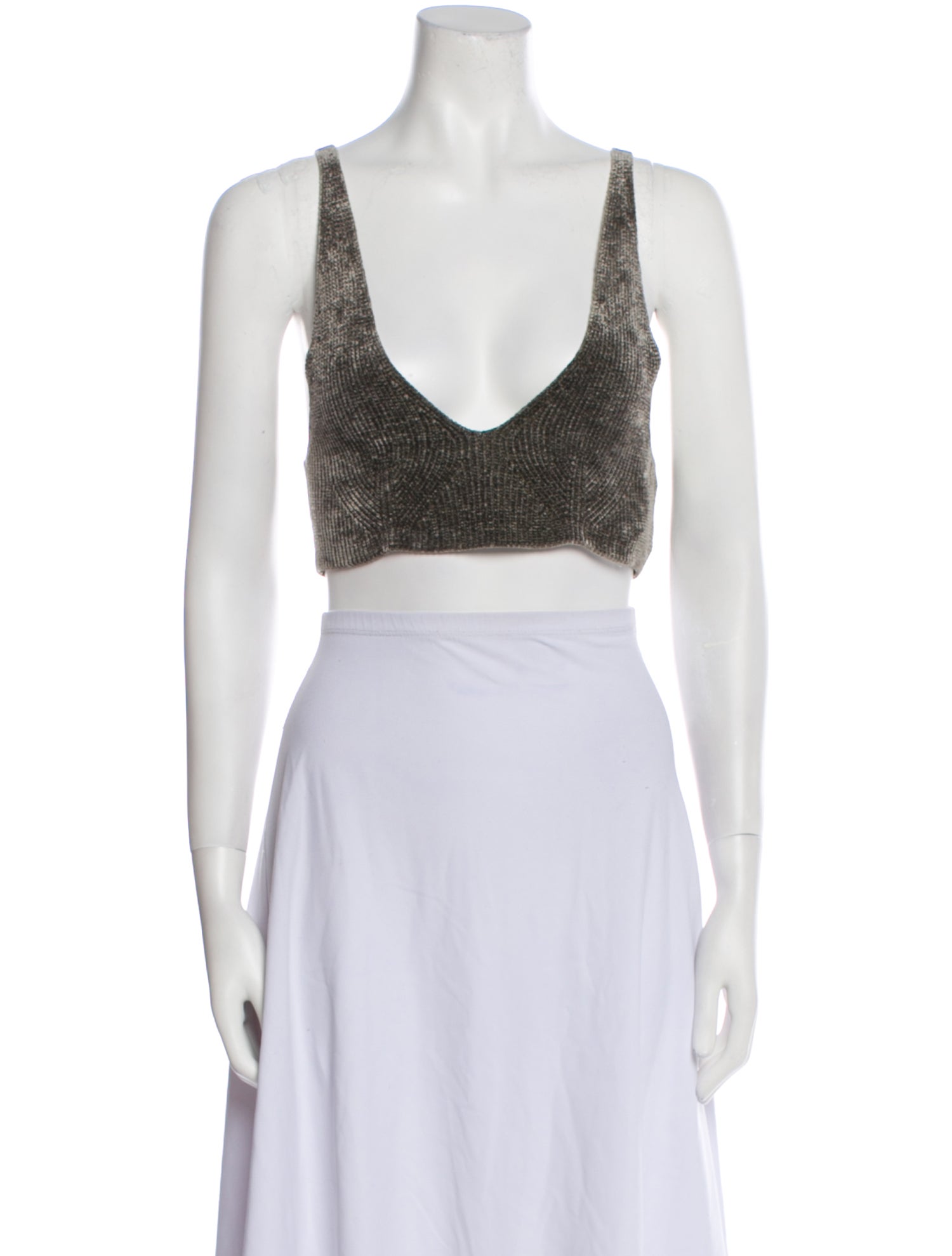 Alexander Wang Plunge Neckline Sleeveless Crop Top