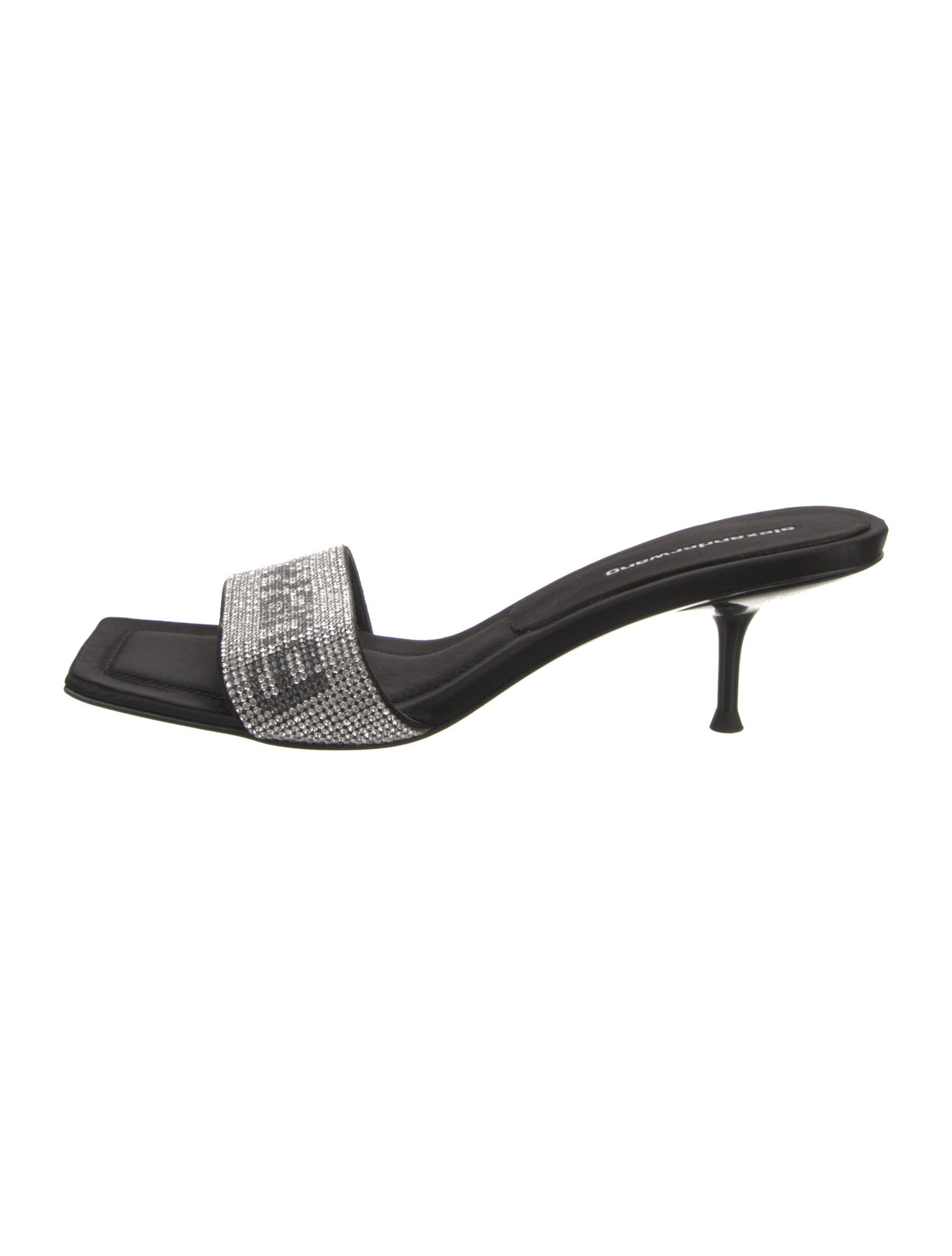 Alexander Wang Satin Crystal Embellishments Slides