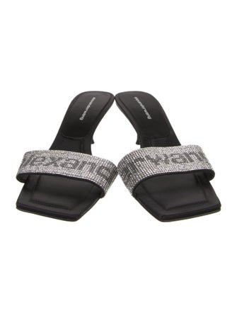 Alexander Wang Satin Crystal Embellishments Slides