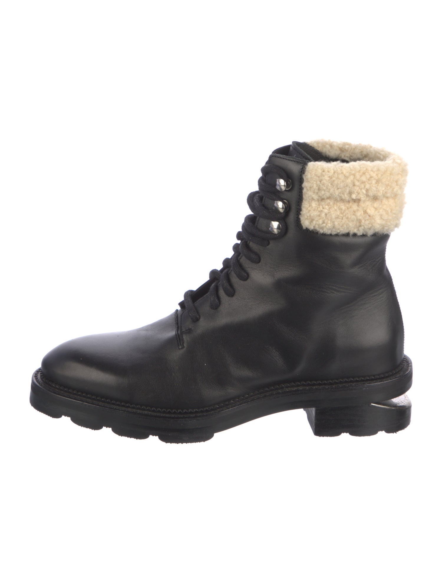 Alexander Wang Leather Colorblock Pattern Combat Boots