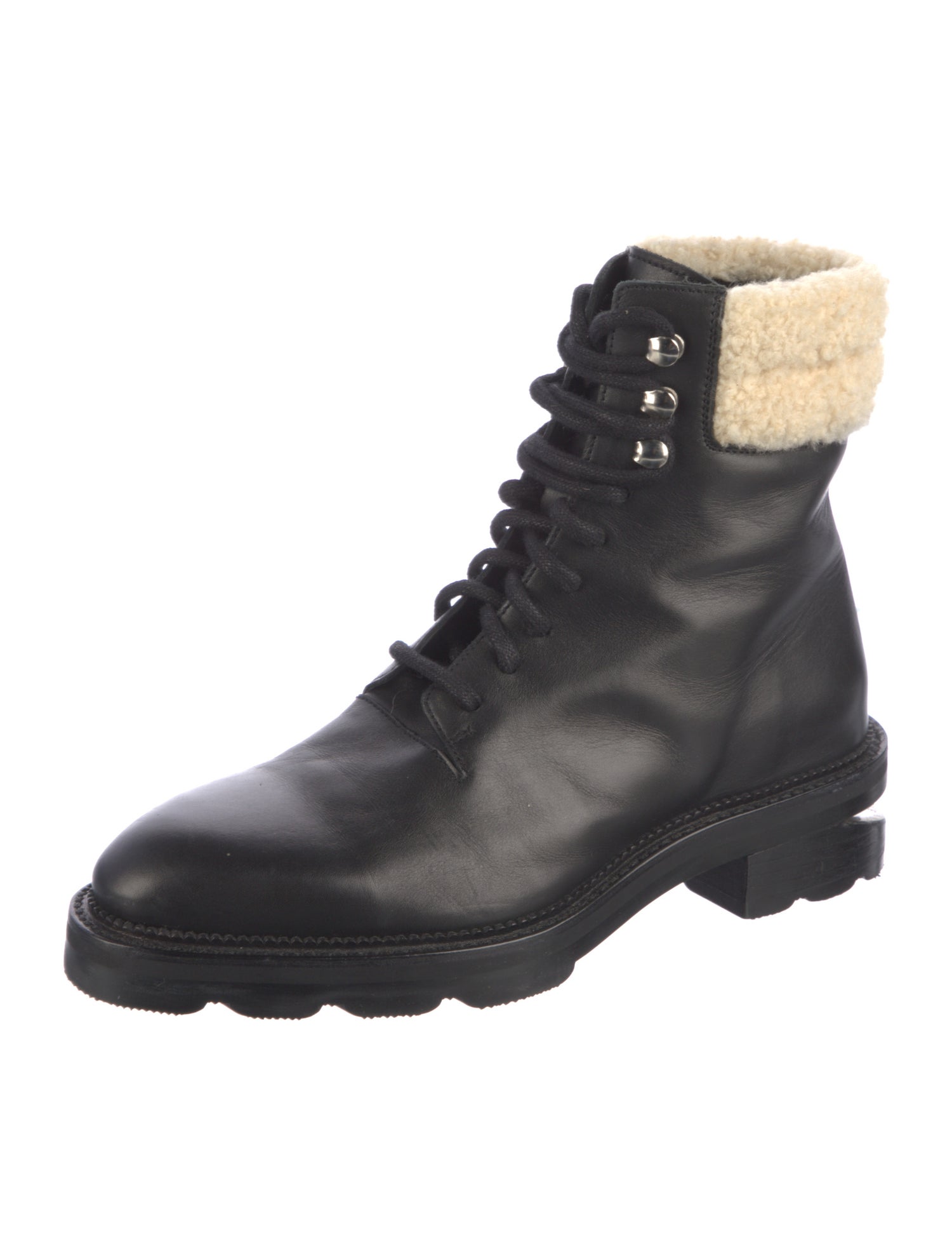 Alexander Wang Leather Colorblock Pattern Combat Boots